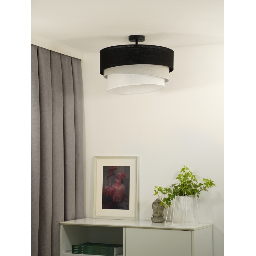Duolla - Полилей за повърхностен монтаж TRIO 1xE27/15W/230V Ø 45 см черен/сив/бял