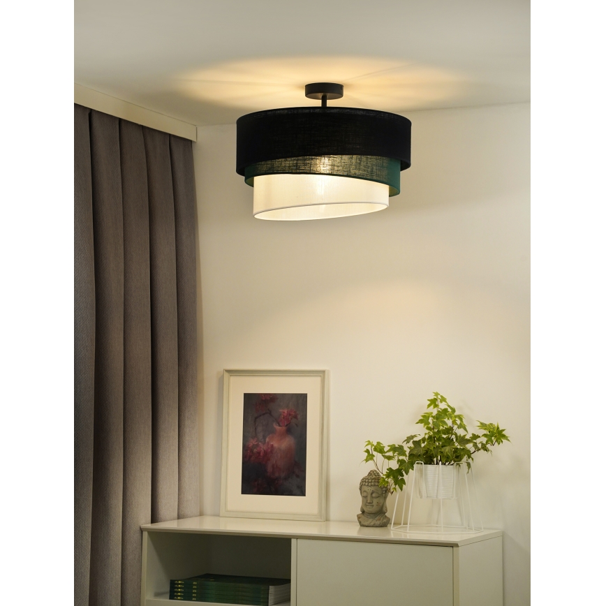 Duolla - Полилей за повърхностен монтаж TRIO 1xE27/15W/230V Ø 45 см черен/зелен/бял