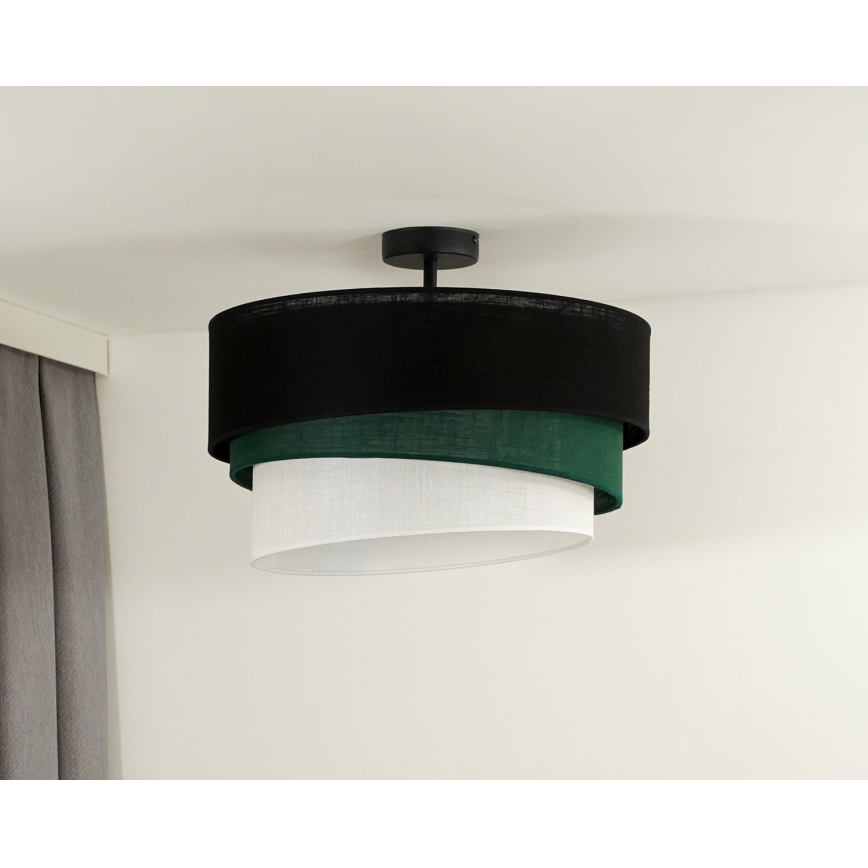 Duolla - Полилей за повърхностен монтаж TRIO 1xE27/15W/230V Ø 45 см черен/зелен/бял