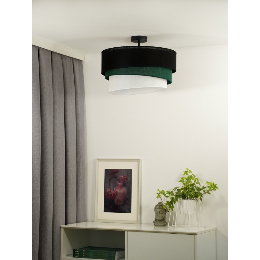 Duolla - Полилей за повърхностен монтаж TRIO 1xE27/15W/230V Ø 45 см черен/зелен/бял