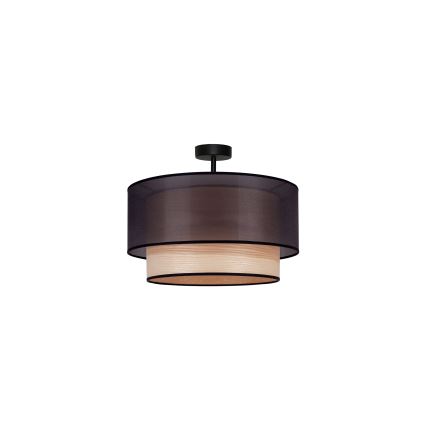 Duolla - Полилей за повърхностен монтаж WOOD BOHO 1xE27/15W/230V Ø 45 см черен/бежов