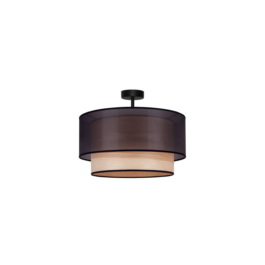 Duolla - Полилей за повърхностен монтаж WOOD BOHO 1xE27/15W/230V Ø 45 см черен/бежов