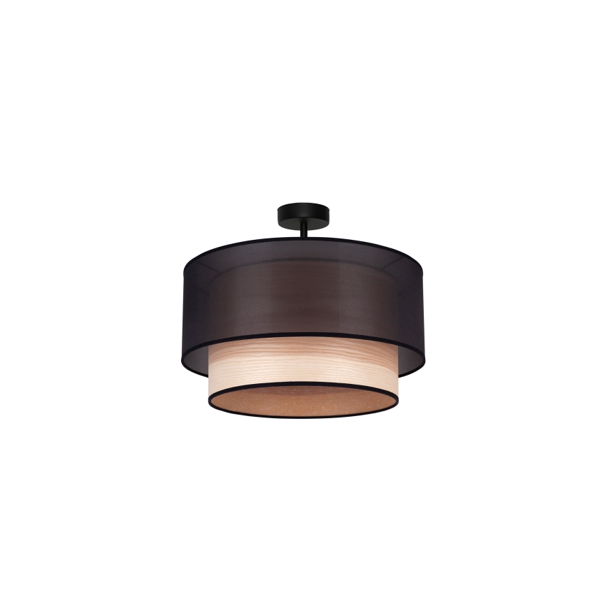 Duolla - Полилей за повърхностен монтаж WOOD BOHO 1xE27/15W/230V Ø 45 см черен/бежов