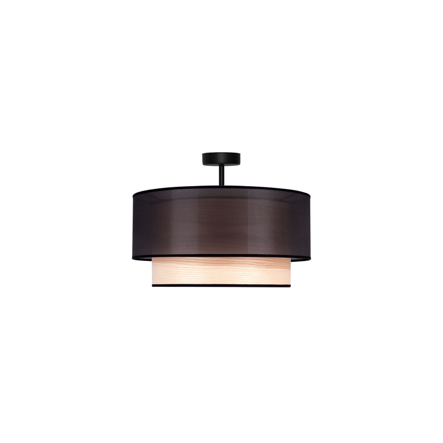 Duolla - Полилей за повърхностен монтаж WOOD BOHO 1xE27/15W/230V Ø 45 см черен/бежов