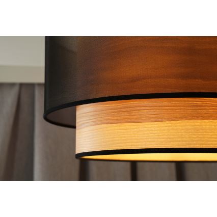 Duolla - Полилей за повърхностен монтаж WOOD BOHO 1xE27/15W/230V Ø 45 см черен/бежов