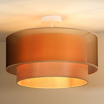 Duolla - Полилей за повърхностен монтаж WOOD BOHO 1xE27/15W/230V Ø 45 см меден/бежов