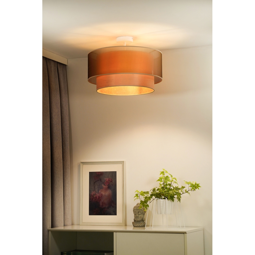 Duolla - Полилей за повърхностен монтаж WOOD BOHO 1xE27/15W/230V Ø 45 см меден/бежов