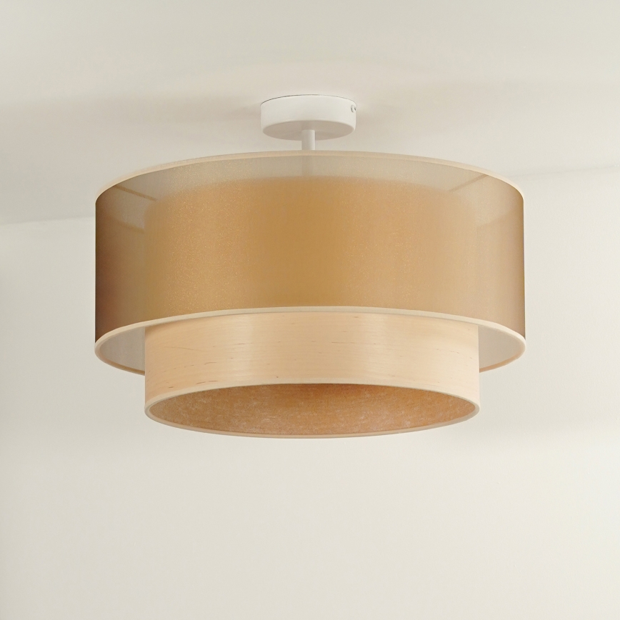 Duolla - Полилей за повърхностен монтаж WOOD BOHO 1xE27/15W/230V Ø 45 см меден/бежов