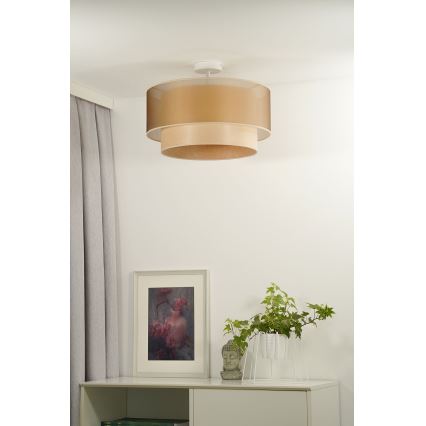 Duolla - Полилей за повърхностен монтаж WOOD BOHO 1xE27/15W/230V Ø 45 см меден/бежов