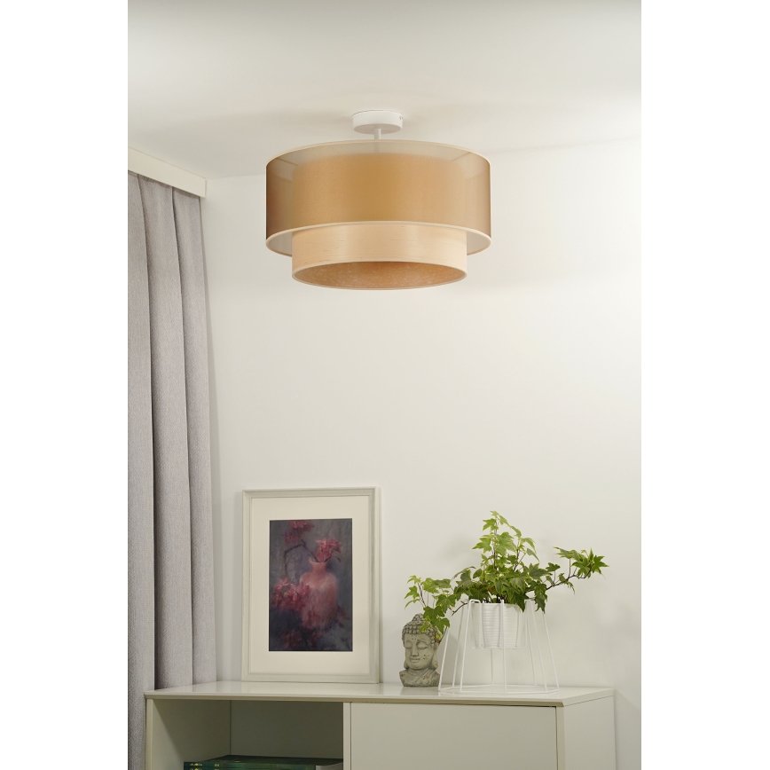 Duolla - Полилей за повърхностен монтаж WOOD BOHO 1xE27/15W/230V Ø 45 см меден/бежов