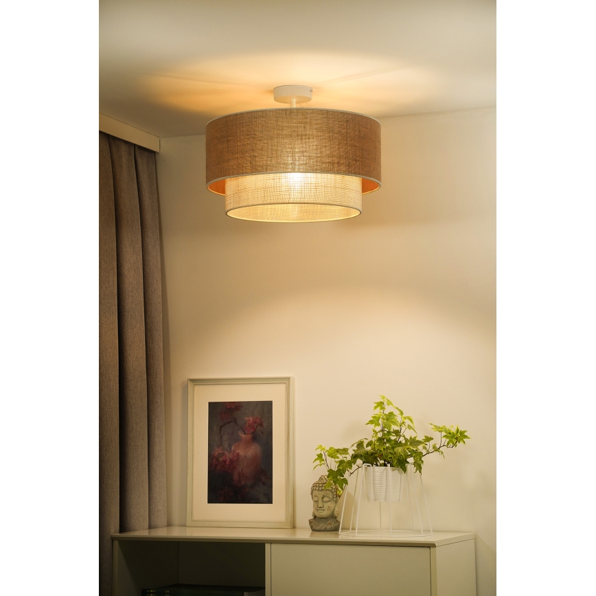 Duolla - Полилей за повърхностен монтаж YUTE BOHO 3xE27/15W/230V Ø 60 см кафяв/кремав