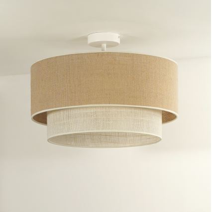 Duolla - Полилей за повърхностен монтаж YUTE BOHO 3xE27/15W/230V Ø 60 см кафяв/кремав