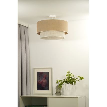 Duolla - Полилей за повърхностен монтаж YUTE BOHO 3xE27/15W/230V Ø 60 см кафяв/кремав