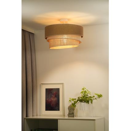 Duolla - Полилей за повърхностен монтаж YUTE TRIO 1xE27/15W/230V Ø 45 см кафяв/сив/бежов
