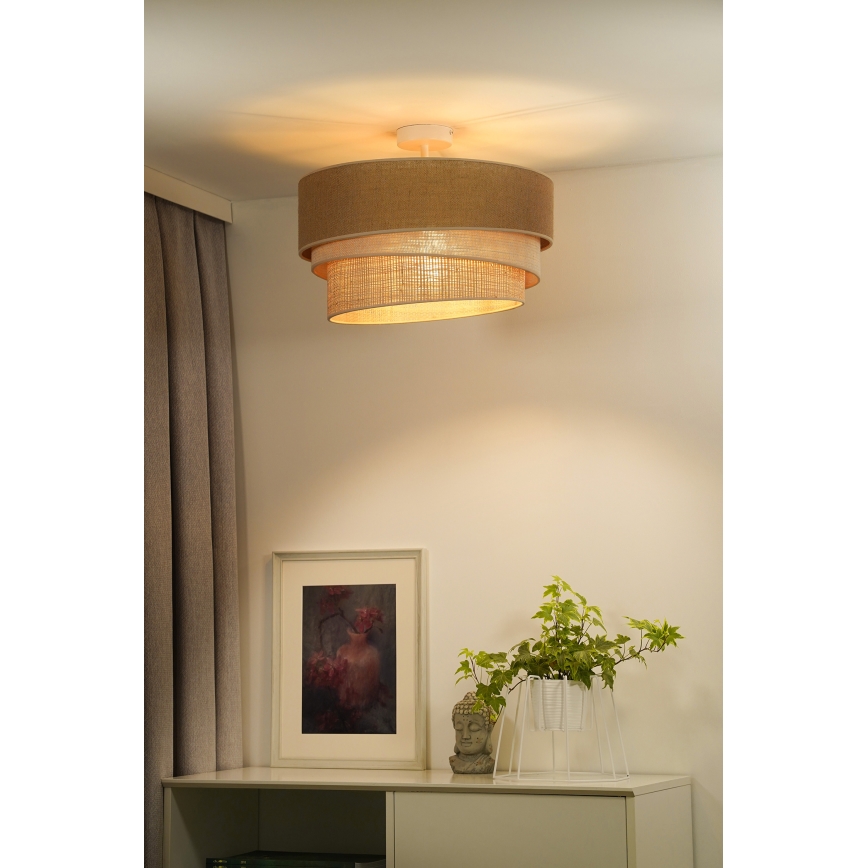 Duolla - Полилей за повърхностен монтаж YUTE TRIO 1xE27/15W/230V Ø 45 см кафяв/сив/бежов
