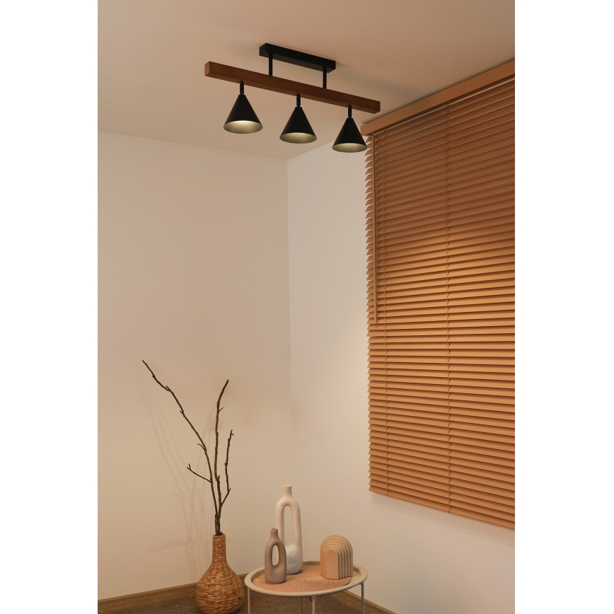 Duolla - Прикрепен полилей IRONLINE 3xG9/3W/230V бор/дъб/черен