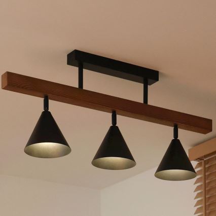 Duolla - Прикрепен полилей IRONLINE 3xG9/3W/230V бор/дъб/черен