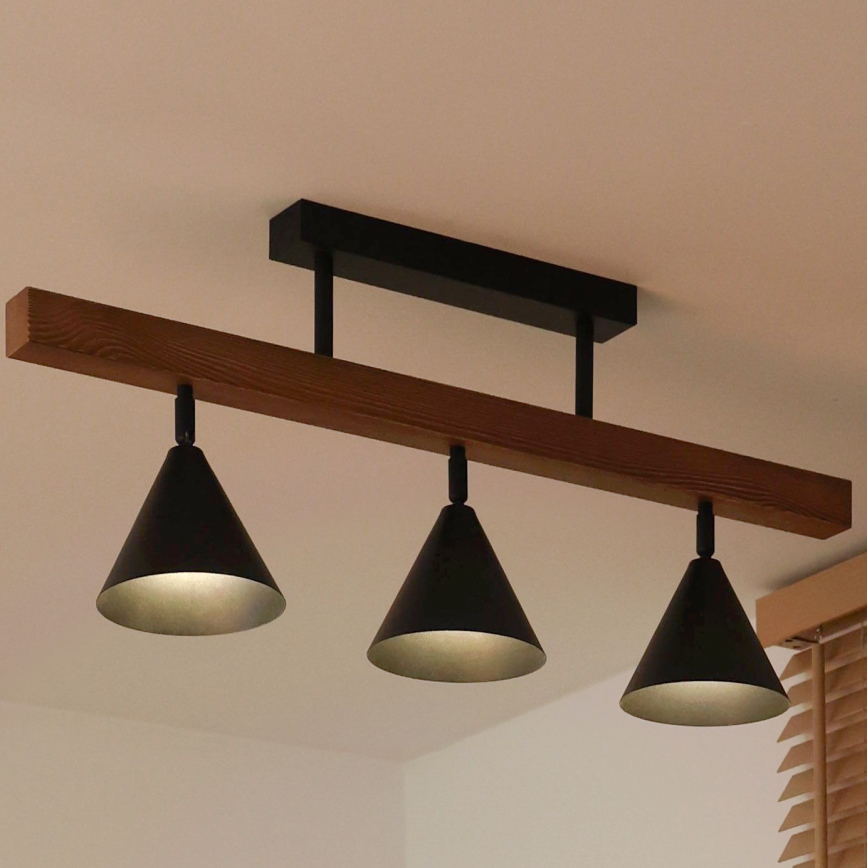 Duolla - Прикрепен полилей IRONLINE 3xG9/3W/230V бор/дъб/черен