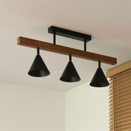 Duolla - Прикрепен полилей IRONLINE 3xG9/3W/230V бор/дъб/черен