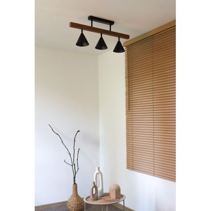 Duolla - Прикрепен полилей IRONLINE 3xG9/3W/230V бор/дъб/черен