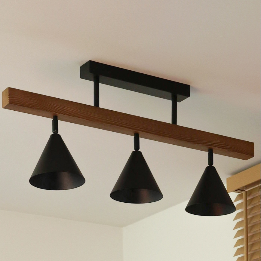 Duolla - Прикрепен полилей IRONLINE 3xG9/3W/230V бор/дъб/черен