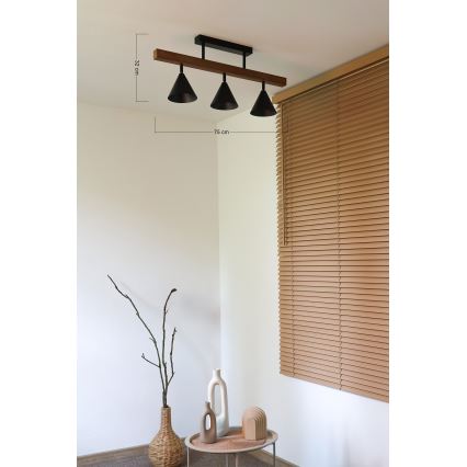 Duolla - Прикрепен полилей IRONLINE 3xG9/3W/230V бор/дъб/черен