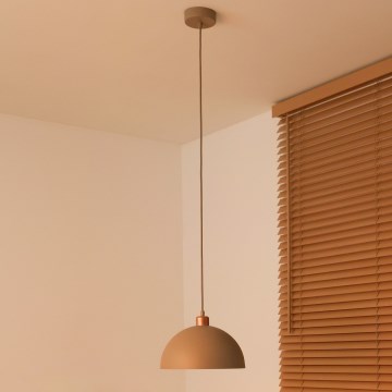 Duolla - Висяща лампа на кабел IRONLINE 1xE27/15W/230V Ø 27 см бежова/медна