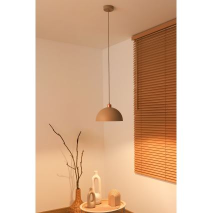Duolla - Висяща лампа на кабел IRONLINE 1xE27/15W/230V Ø 27 см бежова/медна