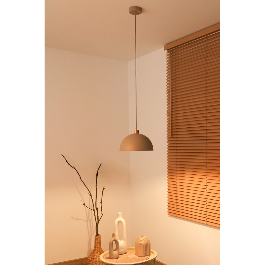 Duolla - Висяща лампа на кабел IRONLINE 1xE27/15W/230V Ø 27 см бежова/медна