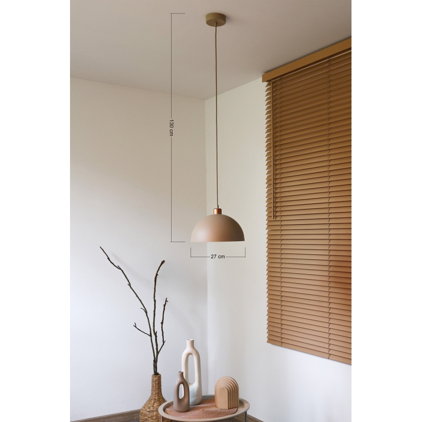 Duolla - Висяща лампа на кабел IRONLINE 1xE27/15W/230V Ø 27 см бежова/медна