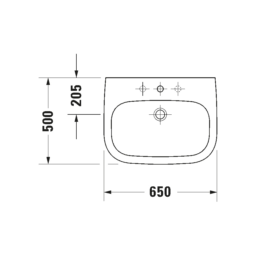 Duravit 23106500002 - Висяща мивка D-CODE 65x50 cm керамика/бял гланц