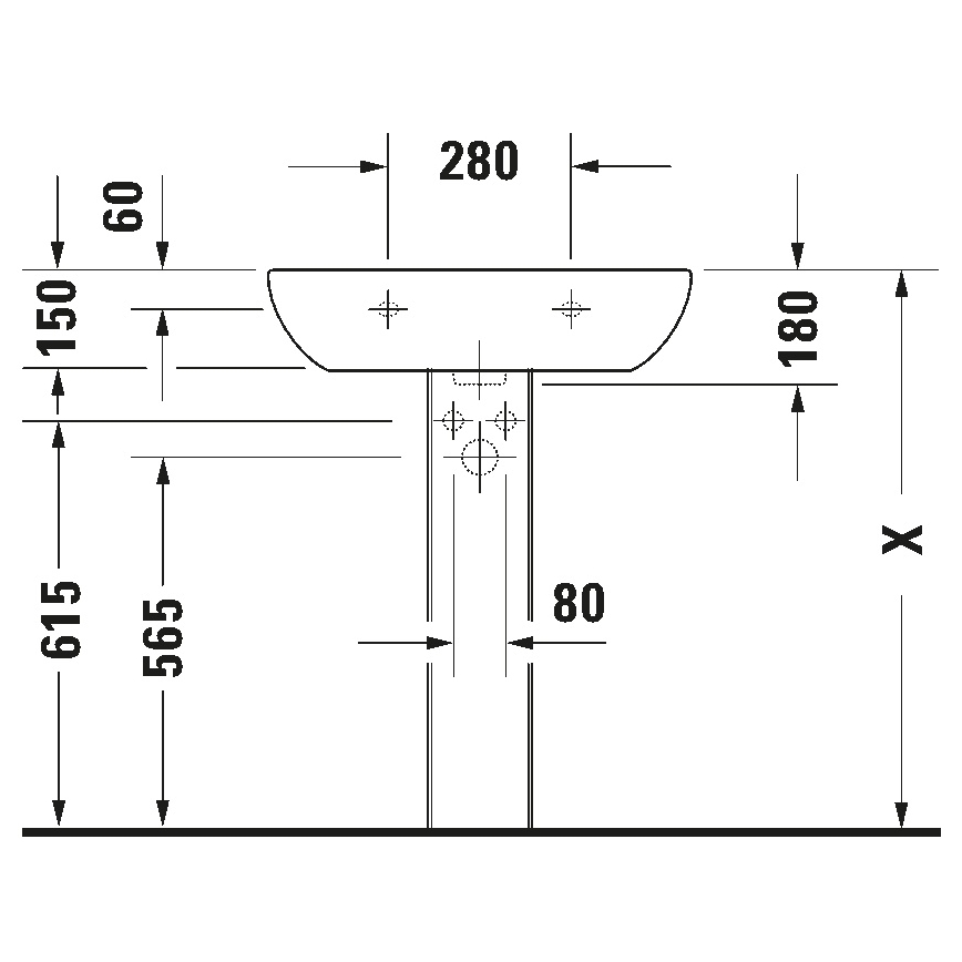 Duravit 23106500002 - Висяща мивка D-CODE 65x50 cm керамика/бял гланц