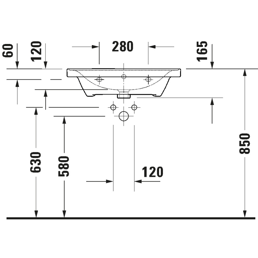 Duravit 2367650060 - Стенен умивалник D-NEO 65x48 см керамика/бял гланц