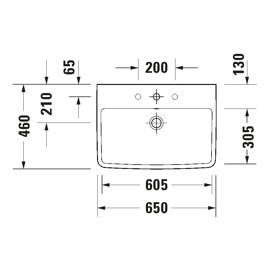 Duravit 23756500002 - Стенно окачена мивка D-NEO 65x46 cm, керамика/бял гланц