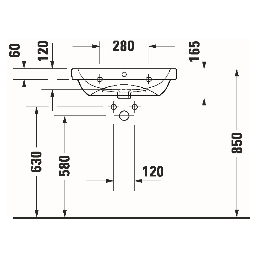 Duravit 23986000002 - Мивка за окачване D-CODE 60x46 см керамика/бял гланц