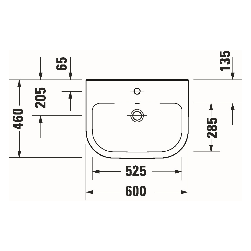 Duravit 23986000002 - Мивка за окачване D-CODE 60x46 см керамика/бял гланц