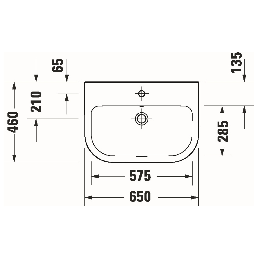 Duravit 23986500002 - Стенен умивалник D-CODE 65x46 см керамика/бял гланц