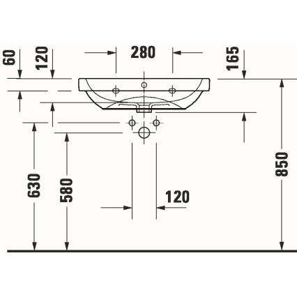 Duravit 23986500002 - Стенен умивалник D-CODE 65x46 см керамика/бял гланц