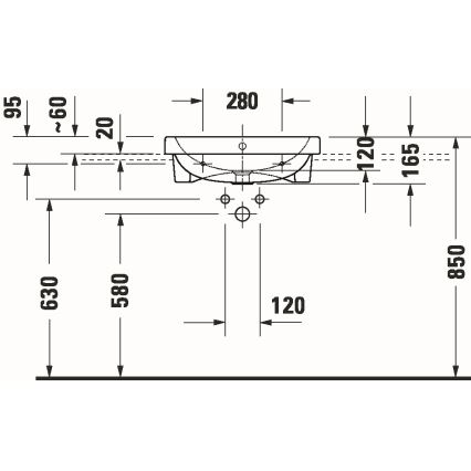 Duravit 24035500002 - Вграден умивалник D-CODE 55x45,5 см керамика/лъскаво бяло