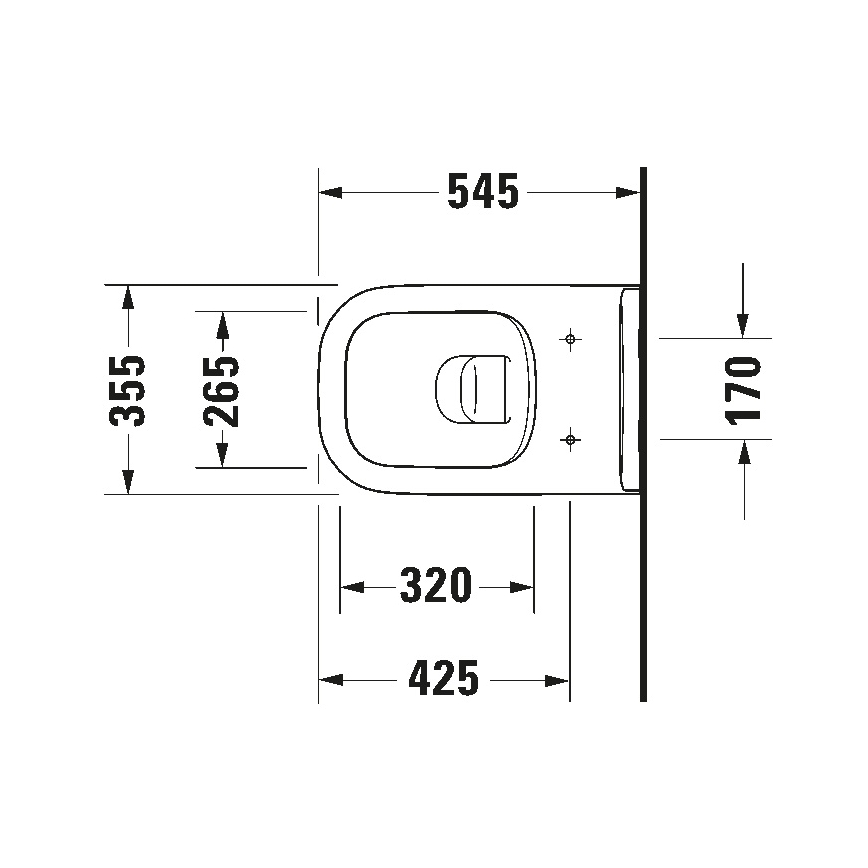 Duravit 25700920002 - Висяща безободкова тоалетна чиния D-CODE керамика/лъскаво бяло