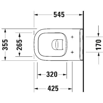 Duravit 25700920002 - Висяща безободкова тоалетна чиния D-CODE керамика/лъскаво бяло