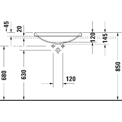 Duravit 358600079 - Вграден умивалник D-NEO 60x44 cm керамика/бял гланц