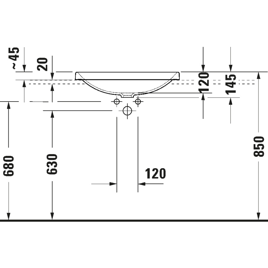 Duravit 358600079 - Вграден умивалник D-NEO 60x44 cm керамика/бял гланц