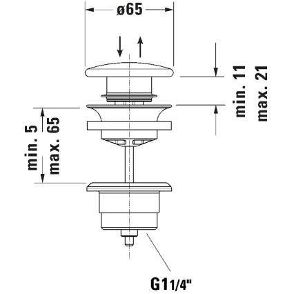 Duravit 50791300 - Клапа за умивалник с механизъм PUSH-OPEN, диаметър 6,5 см, матов антрацит