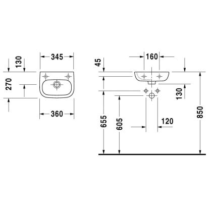 Duravit 7053600092 - Стенен умивалник D-CODE 36x27 cm керамика/гланцово бяло