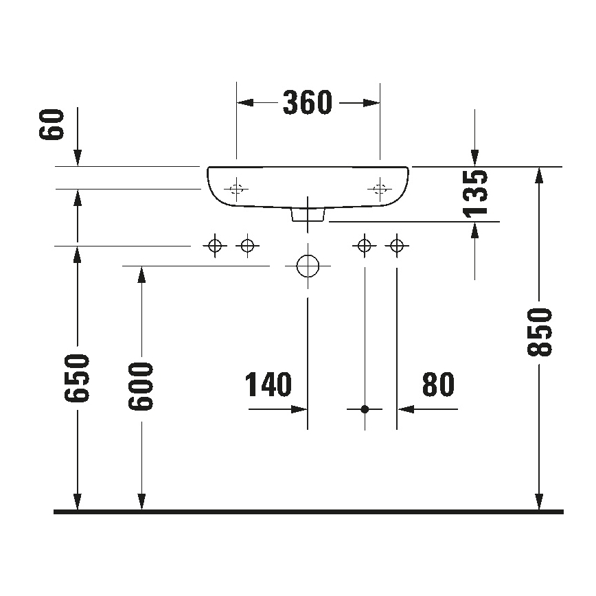 Duravit 7065000092 - Конзолна мивка D-CODE 50x22 cm, керамика, бял гланц