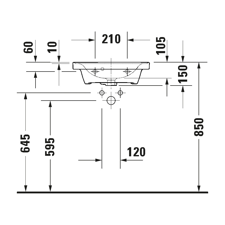 Duravit 742500060 - Мивка за окачване D-NEO 50x40 cm керамика/бял гланц