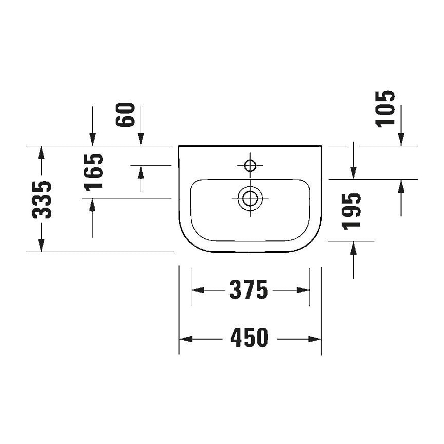 Duravit 7484500002 - Стенно монтирана мивка D-CODE 45x33,5 cm керамика/бял гланц