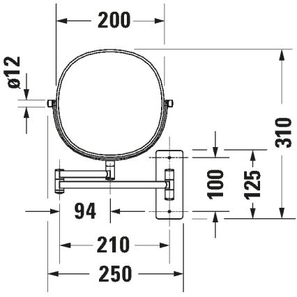 Duravit 99121000 - Стенно козметично огледало D-CODE лъскав хром