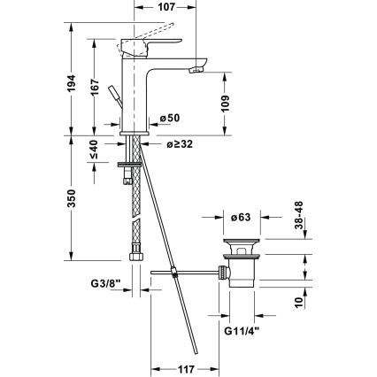 Duravit DC1023001046 - смесител за умивалник + изпускател D-CODE матово черно